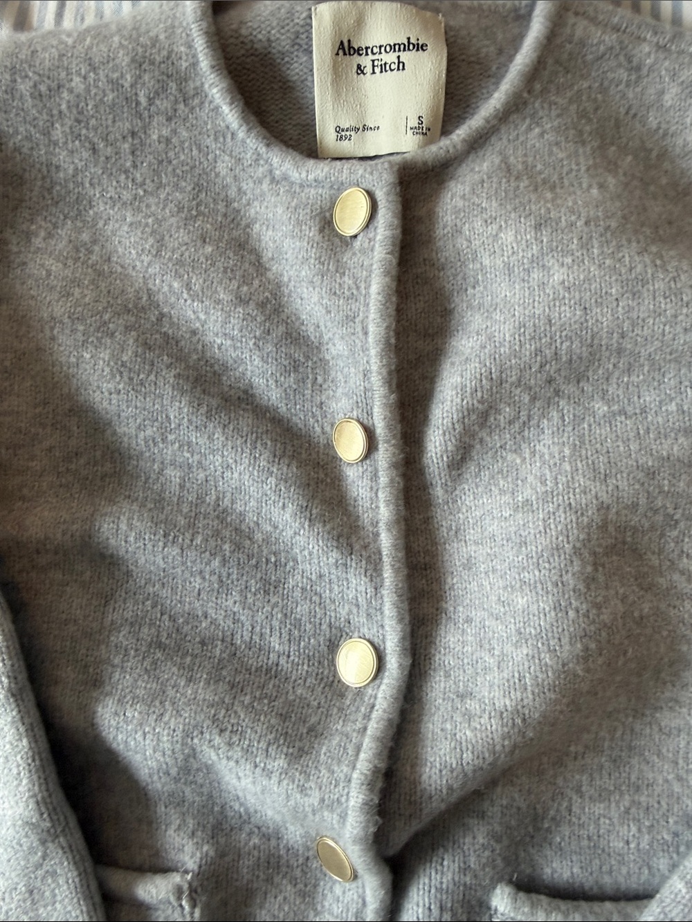 Abercrombie & Fitch Light Gray Button-Up Knit Cardigan - Picture 3 of 5